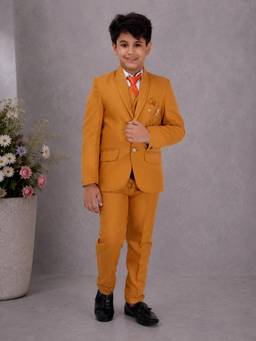 FOURFOLDS - Boys Mustard Blazer, Waistcoat also Shirt with Trouser and Tie