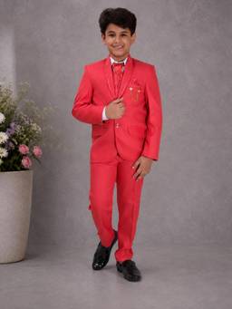 FOURFOLDS - Boys Pink Blazer, Waistcoat also Shirt with Trouser and Tie