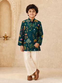 Vastramay - Boys Green Muslin Kurta with Pyjama