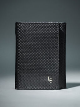 Louis Stitch - Men Jet Black Spanish Leather Trifold Wallet
