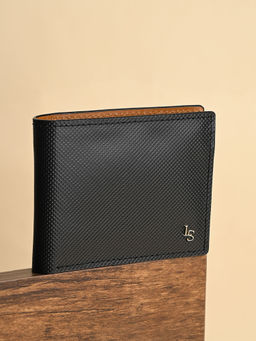Louis Stitch - Men Jet Black Spanish Leather Two Fold Wallet