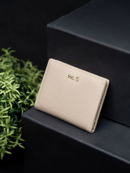 Inc.5 - Women's Beige Textured Wallet with Magnet Lock