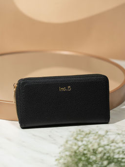 Inc.5 - Women's Black Casual Textured Pattern Wallet
