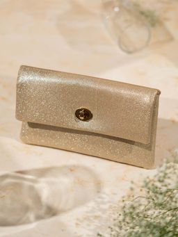 Inc.5 - Women's Gold Casual Textured Wallet with Twist Lock