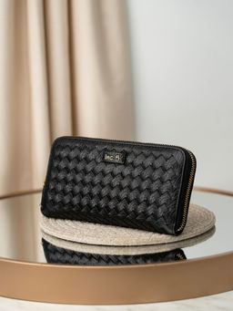Inc.5 - Women's Black Casual Textured Pattern Wallet