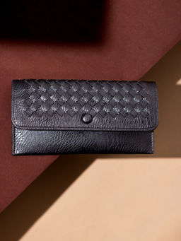 Inc.5 - Women's Black Casual Textured Wallet