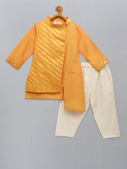 The Little Tales - Orange Woven Kurta and Pyjama (Set of 2)