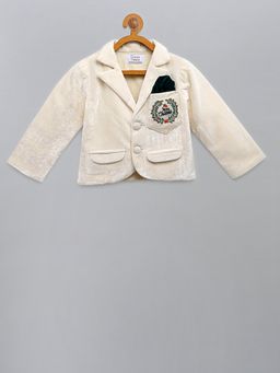 The Little Tales - White Solid Blazer