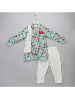 The Little Tales - Green Bee Printed Kurta & Pyjama (Set of 2)