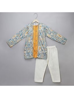 The Little Tales - Blue Parrot Printed Kurta & Pyjama (Set of 2)