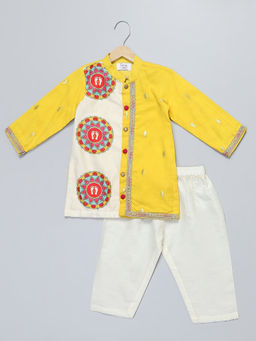 The Little Tales - Yellow Laxmi Feet Kurta & Pyjama (Set of 2)