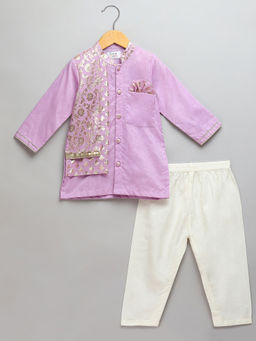 The Little Tales - Purple Woven Regular Kurta with Pyjama