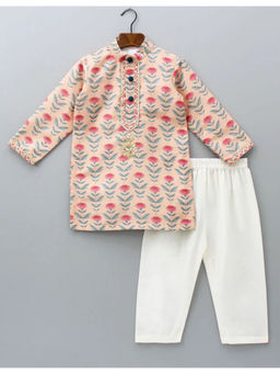 The Little Tales - Rose Printed Kurta And Pyjama