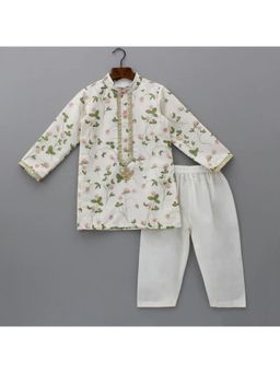 The Little Tales - Floral Printed Kurta With Off White Pyjama