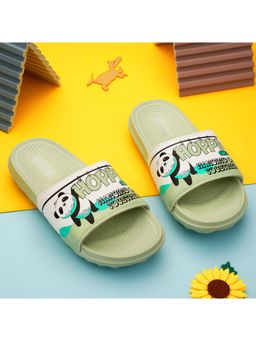 HOPPA - Green Synthetic Round Toe Pair Of Sliders