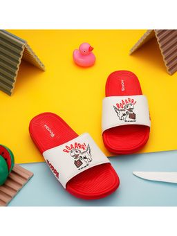 HOPPA - Red Synthetic Round Toe Pair Of Sliders