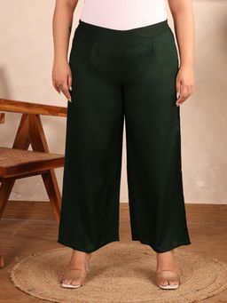 Indietoga - Plus Size Green Solid Rayon Pyjama
