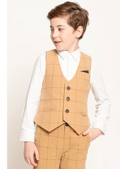 One Friday - Boys Beige Checks Waist Coat