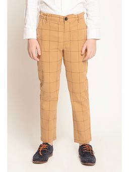One Friday - Boys Beige Checks Trousers