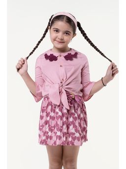 One Friday - Girls Pink Solid Cotton Top