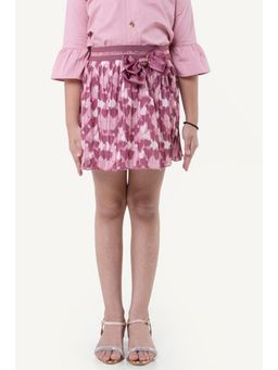 One Friday - Girls Varsity Chic Pink Heart Printed Skirt with Bow