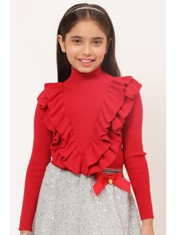 One Friday - Girls Red Solid Sweater