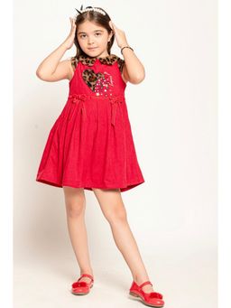 One Friday - Girls Red Printed Dress