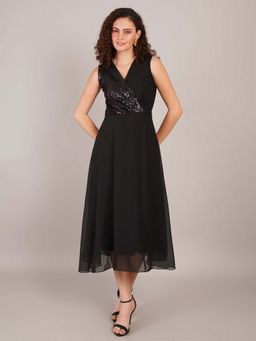 Curvydrobe - Solid Black Sequin Dress