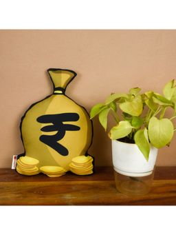 Indigifts - Yellow Money Shaped Decorative Cushion