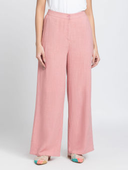SHAYE - Pink Solid Regular Fit Trouser