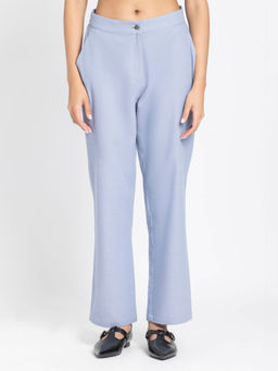 SHAYE - Blue Solid Regular Fit Trouser