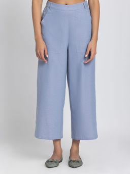 SHAYE - Blue Solid Regular Fit Trouser