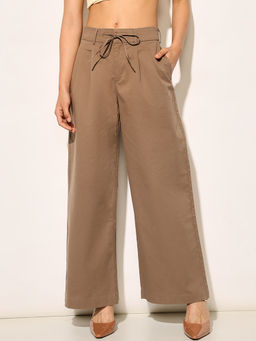 ONLY - Brown Solid Flared Fit Trouser