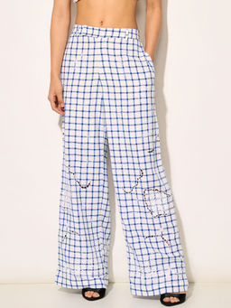 ONLY - White Checks Flared Fit Trouser