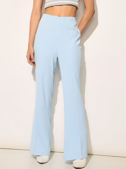 ONLY - Blue Solid Flared Fit Trouser