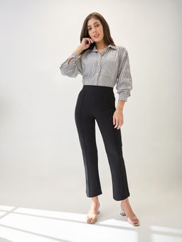 Globus - Black Solid Regular Fit Trouser