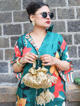 Soho Boho Studio - Delilah Bloom Gold Round Potli Bag