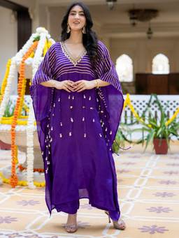 HOUSE OF JAMOTI - Vaani Purple Kaftan and Pant