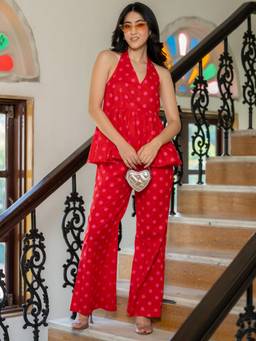 HOUSE OF JAMOTI - Rosella Red Polka Co-ord Set