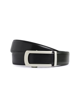 CAZZANO - Men Formal Slider Buckle Black Leather Belt