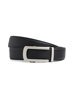 CAZZANO - Men Formal Slider Buckle Black Leather Belt