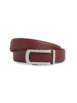 CAZZANO - Men Formal Slider Buckle Maroon Leather Belt