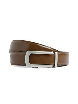 CAZZANO - Men Formal Slider Buckle Brown Leather Belt