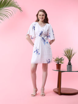 MISH - Chiffon Floral Printed Dress - White