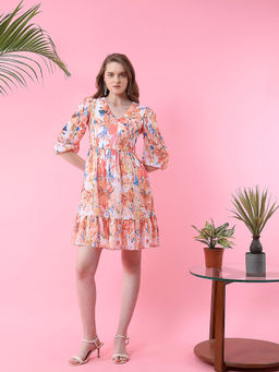 MISH - Chiffon Floral Printed Mini Dress - Multi-Colour