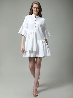 MISH - Polyester Solid Mini Dress - White