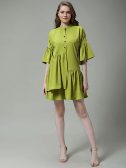 MISH - Polyester Solid Mini Dress - Green