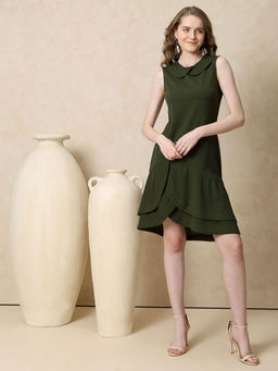 MISH - Scuba Solid Mini Dress - Olive