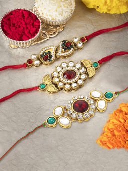 Peora - Traditional Legacy of Rakshabandhan with Stones & Kundan Rakhi