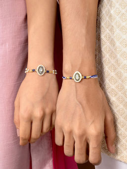Peora - Rakhi & Lumba For Bhaiya & Bhabhi With Roli Chawal & Greeting Card